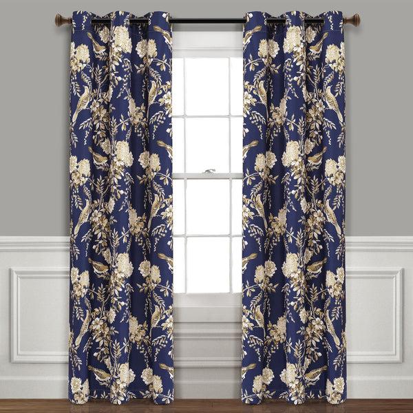 Lush Decor Farmhouse Bird And Flower Insulated Grommet Blackout Window Curtain Panel Set