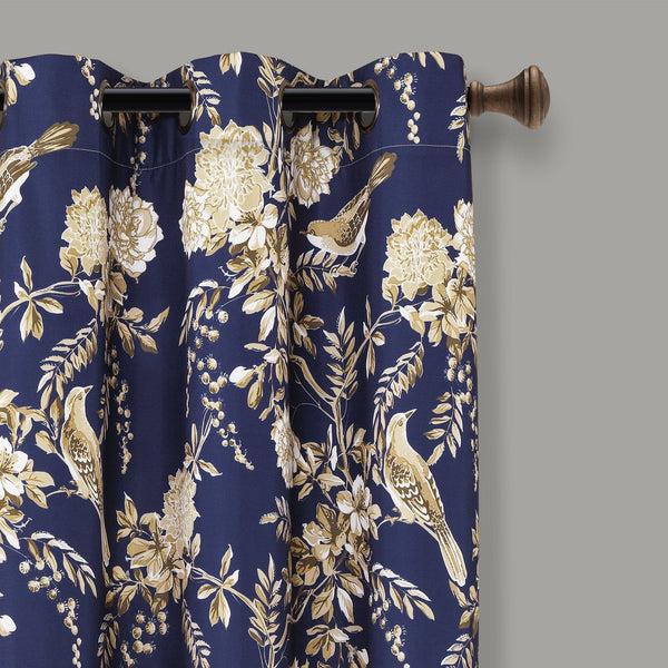 Lush Decor Farmhouse Bird And Flower Insulated Grommet Blackout Window Curtain Panel Set