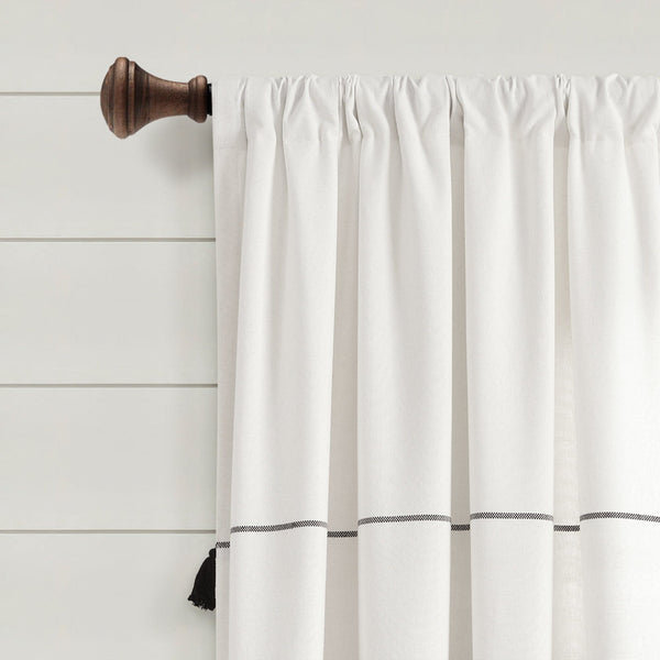 Lush Decor Farmhouse Boho Stripe Woven Tassel Yarn Dyed Recycled Cotton Blend Window Curtain Panel Set
