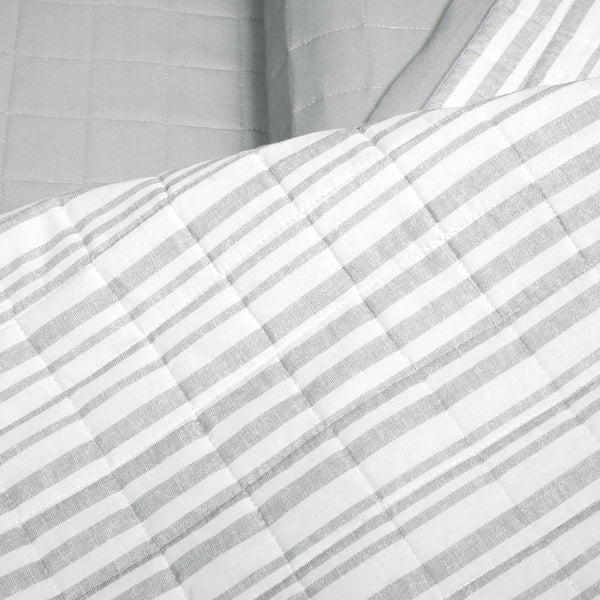 Lush Decor Farmhouse Box Stitch And Stripe Cotton Quilt 3 Piece Set