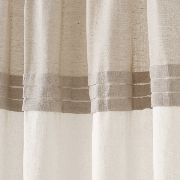 Lush Decor Farmhouse Faux Linen Colorblock Pleated Window Curtains