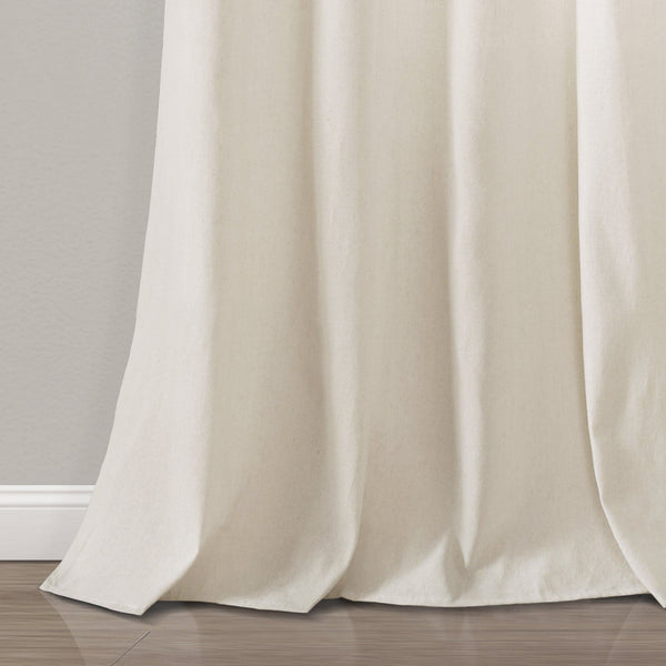 Lush Decor Farmhouse Faux Linen Colorblock Pleated Window Curtains