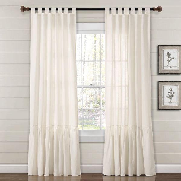 Lush Decor Farmhouse Faux Linen Tab Top Window Curtain Panel