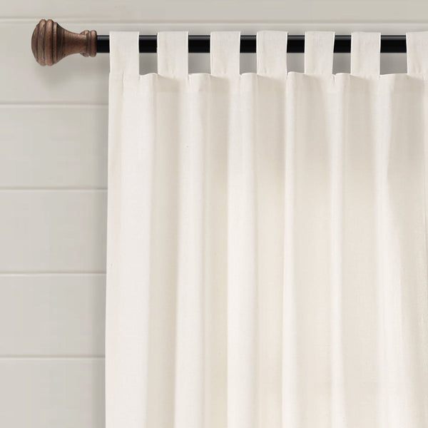 Lush Decor Farmhouse Faux Linen Tab Top Window Curtain Panel