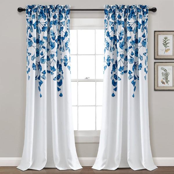 Lush Decor Farmhouse Ginkgo Leaf Light Filtering Window Curtain Panel Set