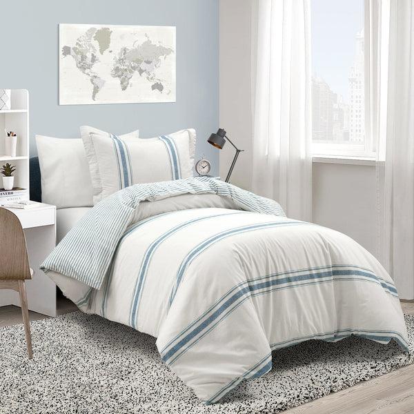 Lush Decor Farmhouse Stripe 100% Cotton Duvet Cover Set