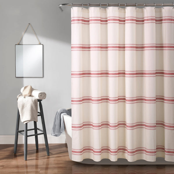 Lush Decor Farmhouse Stripe 100% Cotton Shower Curtain