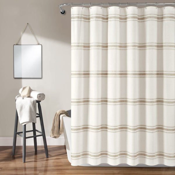 Lush Decor Farmhouse Stripe 100% Cotton Shower Curtain