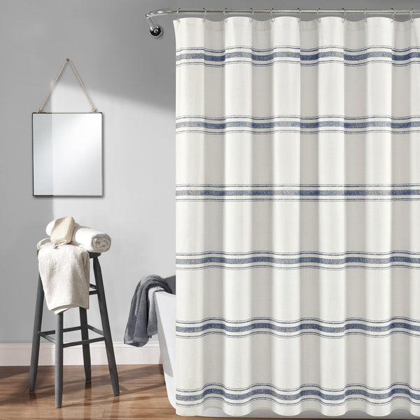 Lush Decor Farmhouse Stripe 100% Cotton Shower Curtain