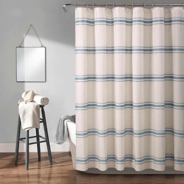 Lush Decor Farmhouse Stripe 100% Cotton Shower Curtain
