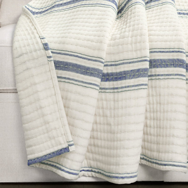 Lush Decor Farmhouse Stripe Kantha Pick Stitch Yarn Dyed Cotton Woven Throw