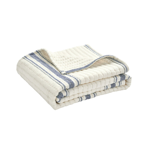 Lush Decor Farmhouse Stripe Kantha Pick Stitch Yarn Dyed Cotton Woven Throw