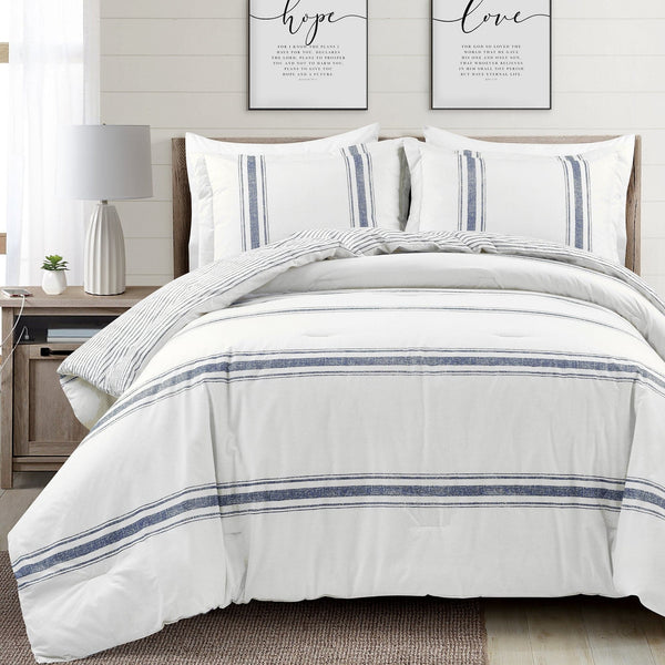 Lush Decor Farmhouse Stripe Reversible Comforter Set