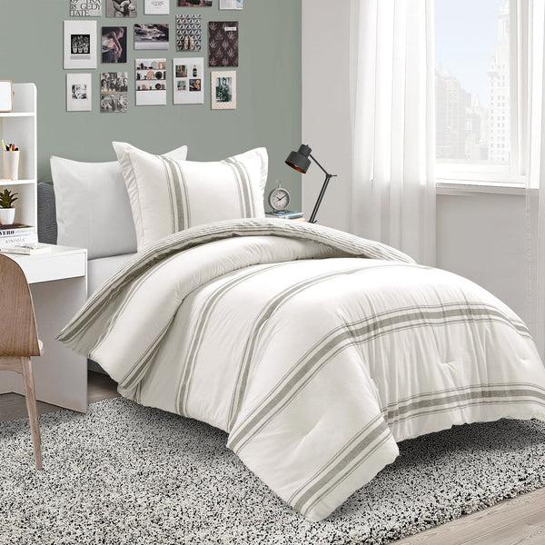Lush Decor Farmhouse Stripe Reversible Comforter Set