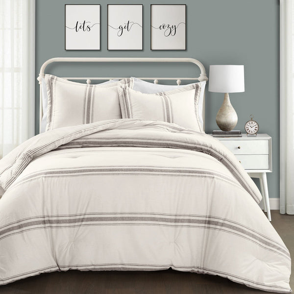 Lush Decor Farmhouse Stripe Reversible Comforter Set