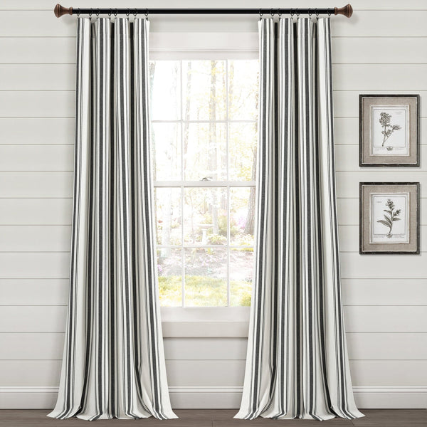 Lush Decor Farmhouse Stripe Yarn Dyed Recycled Cotton Blend Window Curtain Panel Set