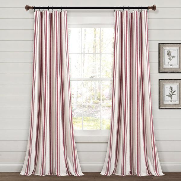Lush Decor Farmhouse Stripe Yarn Dyed Recycled Cotton Blend Window Curtain Panel Set