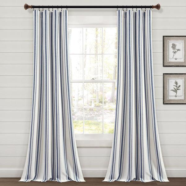 Lush Decor Farmhouse Stripe Yarn Dyed Recycled Cotton Blend Window Curtain Panel Set