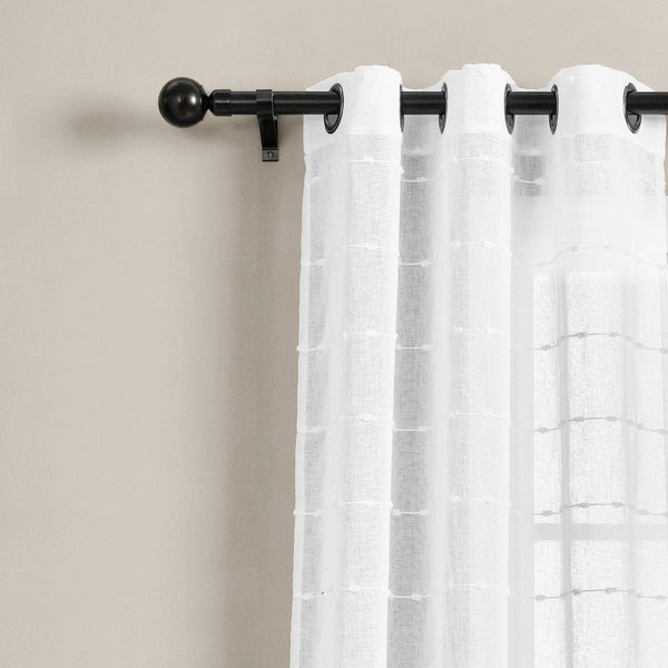 Lush Decor Farmhouse Textured Grommet Sheer Indoor/Outdoor Window Curtain