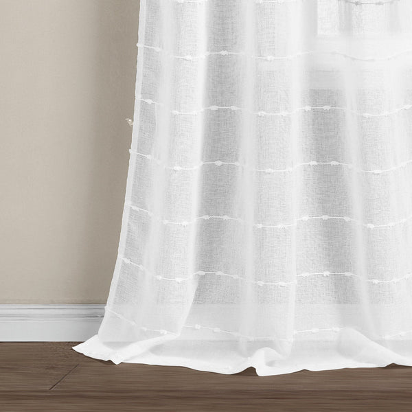 Lush Decor Farmhouse Textured Grommet Sheer Indoor/Outdoor Window Curtain
