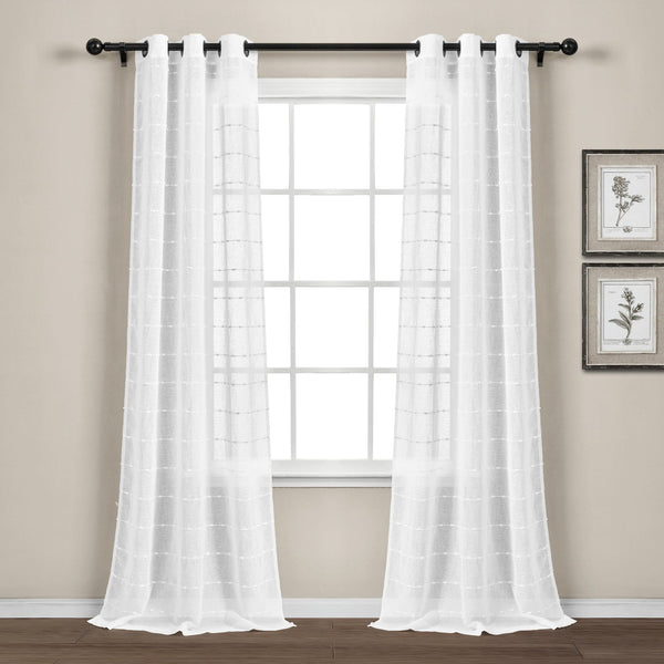 Lush Decor Farmhouse Textured Grommet Sheer Indoor/Outdoor Window Curtain