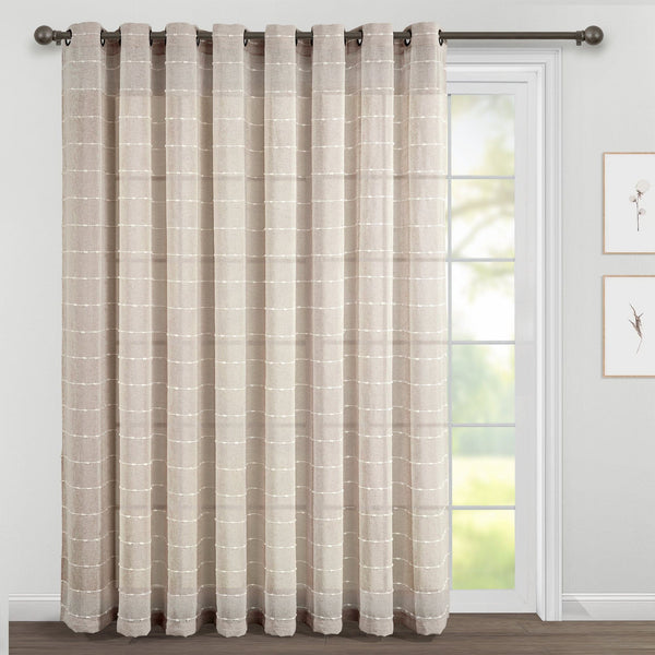 Lush Decor Farmhouse Textured Grommet Sheer Ultra Wide Window Curtain Panel