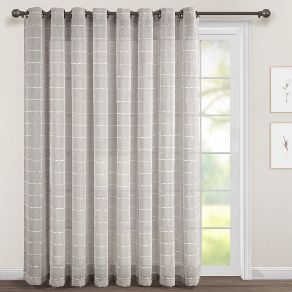 Lush Decor Farmhouse Textured Grommet Sheer Ultra Wide Window Curtain Panel