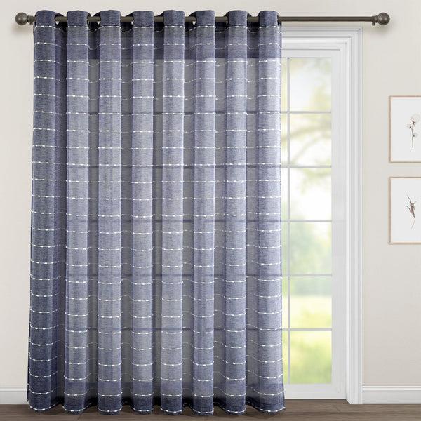Lush Decor Farmhouse Textured Grommet Sheer Ultra Wide Window Curtain Panel