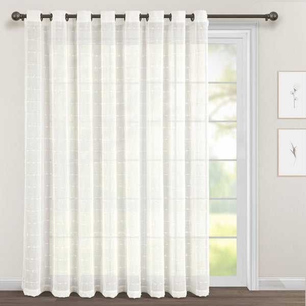 Lush Decor Farmhouse Textured Grommet Sheer Ultra Wide Window Curtain Panel