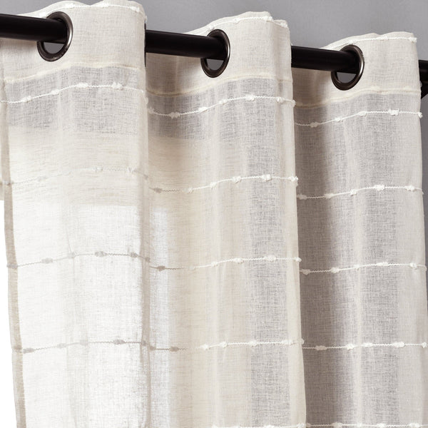 Lush Decor Farmhouse Textured Grommet Sheer Window Curtain Panel Set