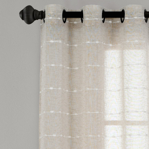 Lush Decor Farmhouse Textured Grommet Sheer Window Curtain Panel Set