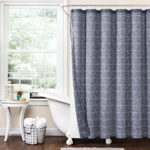 Lush Decor Farmhouse Textured Sheer With Peva Lining Shower Curtain Set