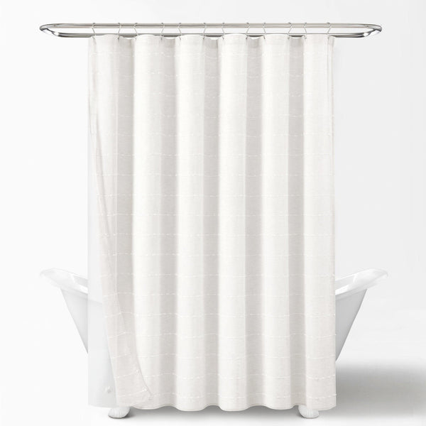 Lush Decor Farmhouse Textured Sheer With Peva Lining Shower Curtain Set