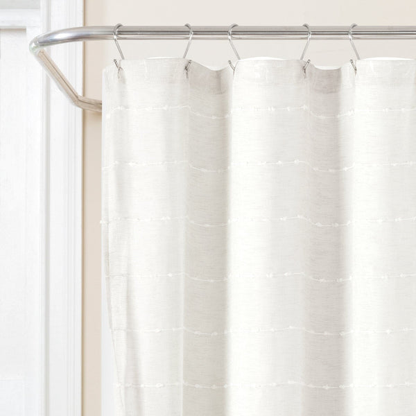 Lush Decor Farmhouse Textured Sheer With Peva Lining Shower Curtain Set