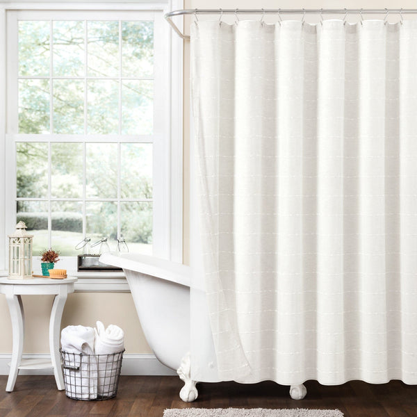 Lush Decor Farmhouse Textured Sheer With Peva Lining Shower Curtain Set