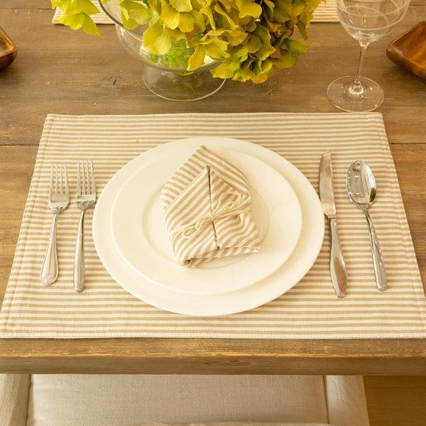 Lush Decor Farmhouse Ticking Stripe Yarn Dyed Placemat 4-Pack Set