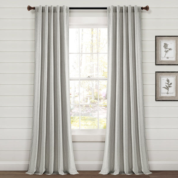 Lush Decor Farmhouse Vintage Stripe Recycled Cotton Blend Window Curtain Panel Set