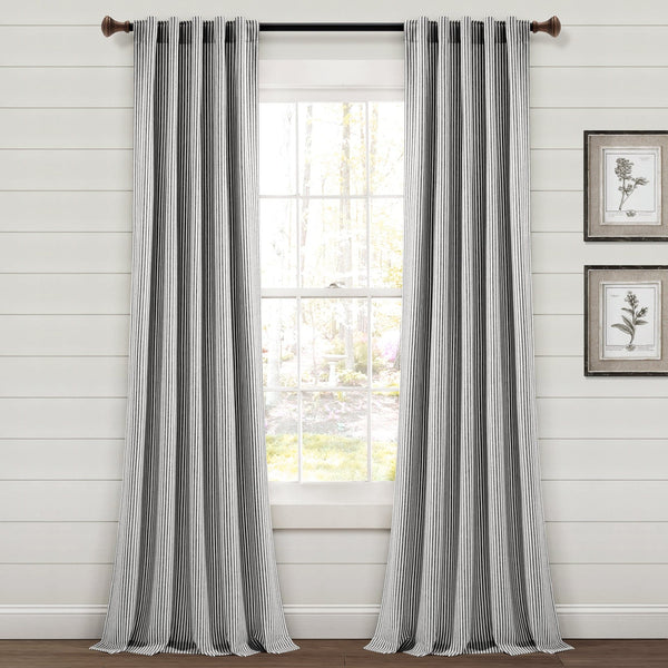 Lush Decor Farmhouse Vintage Stripe Recycled Cotton Blend Window Curtain Panel Set