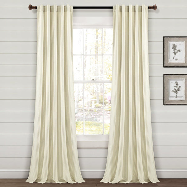 Lush Decor Farmhouse Vintage Stripe Recycled Cotton Blend Window Curtain Panel Set