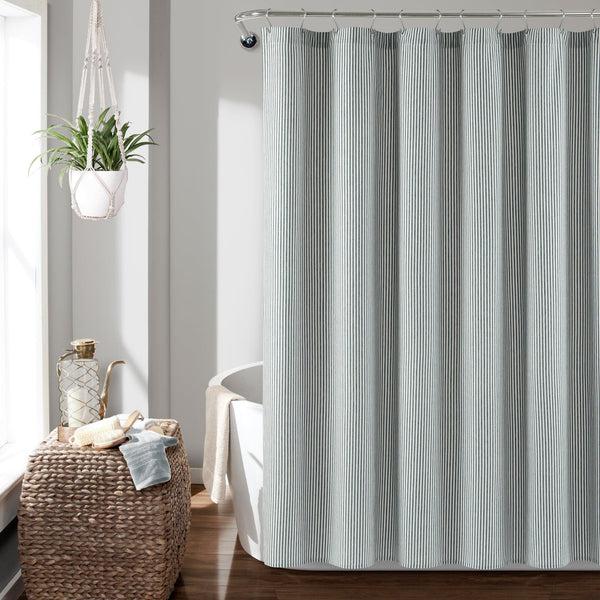 Lush Decor Farmhouse Vintage Stripe Yarn Dyed Recycled Cotton Blend Shower Curtain