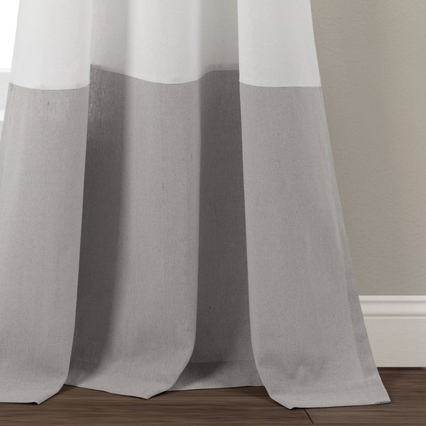 Lush Decor Faux Linen Grommet Color Block Window Curtain Panel