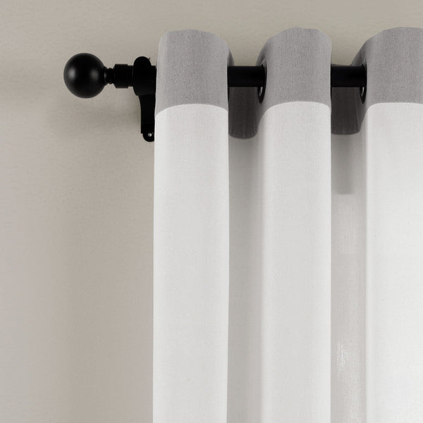 Lush Decor Faux Linen Grommet Color Block Window Curtain Panel