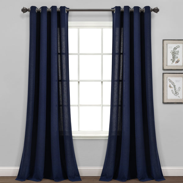 Lush Decor Faux Linen Grommet Window Curtain Panel Set