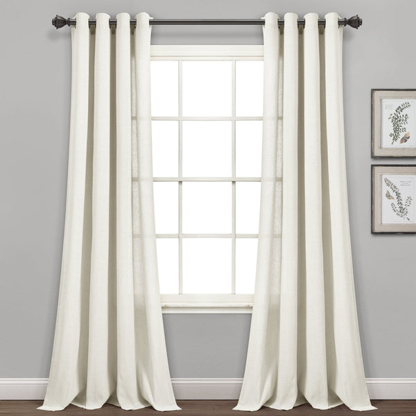 Lush Decor Faux Linen Grommet Window Curtain Panel Set