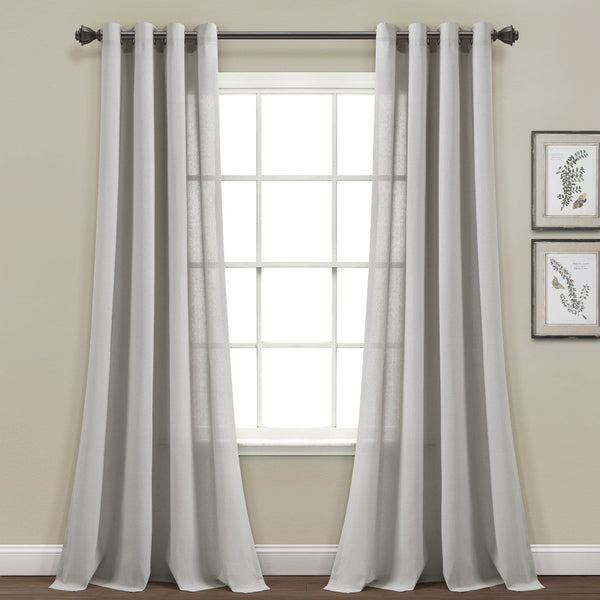 Lush Decor Faux Linen Grommet Window Curtain Panel Set
