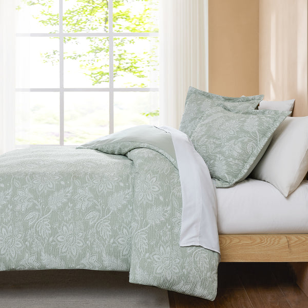 Lush Decor Floral Jacobean Gauze Jacquard Duvet Cover Set