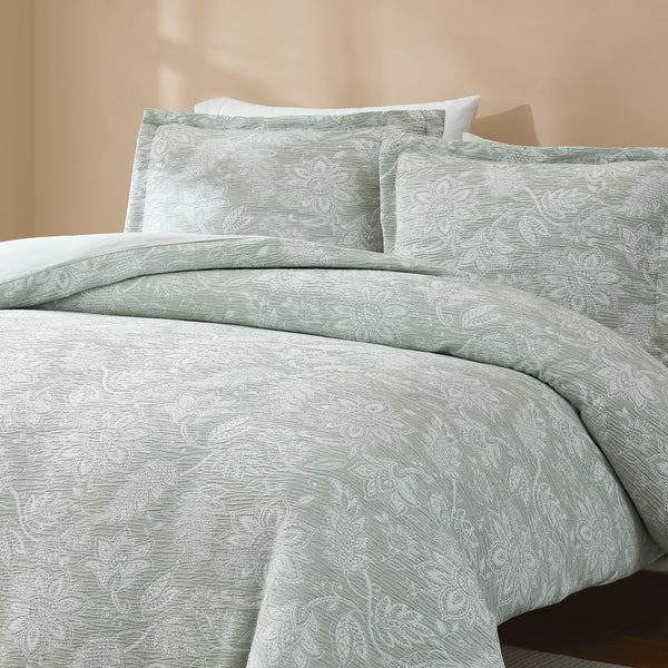 Lush Decor Floral Jacobean Gauze Jacquard Duvet Cover Set