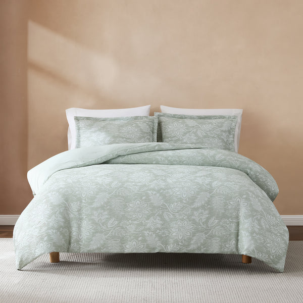 Lush Decor Floral Jacobean Gauze Jacquard Duvet Cover Set