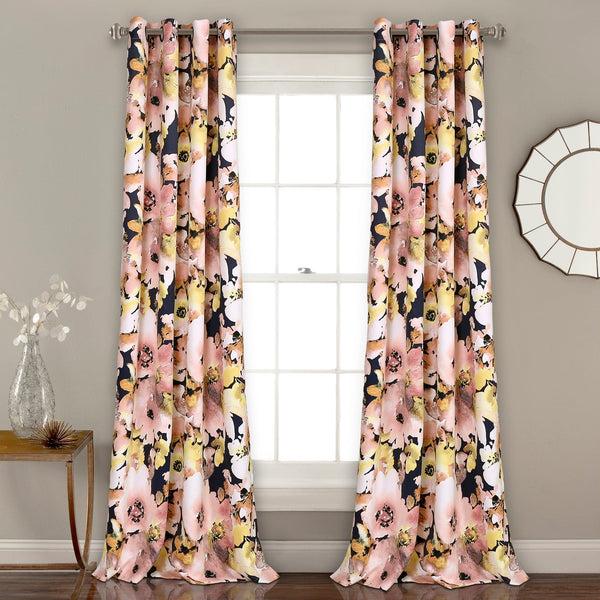 Lush Decor Floral Watercolor Room Darkening Window Curtain Panel Set
