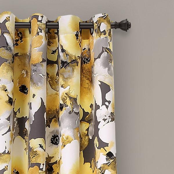 Lush Decor Floral Watercolor Room Darkening Window Curtain Panel Set